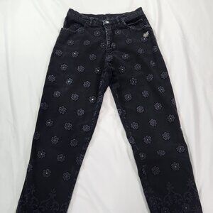 Vintage Bianca Maria Caselli High Waisted  with Floral Embroidery Size 12/ 26"